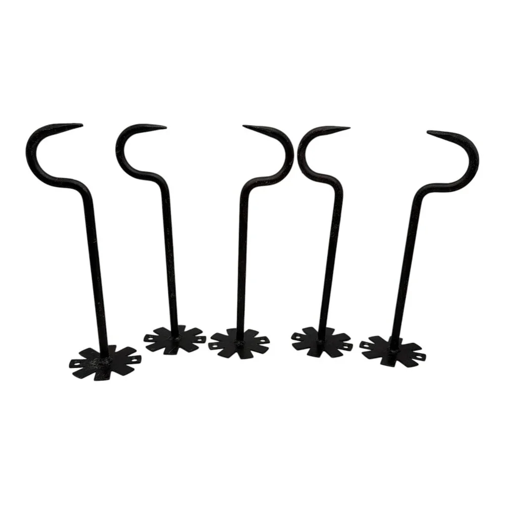 Rustic Coat Hooks Cast Iron Wall Mount Hat Hook Towel Bath Set of 5 NWOT 8.5